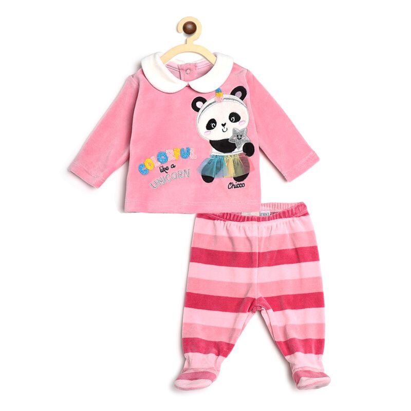 Girls Medium Pink Smock with Legging Set image number null